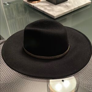BCBGMaxAzria Black Wide-Brim Hat Fedora Style